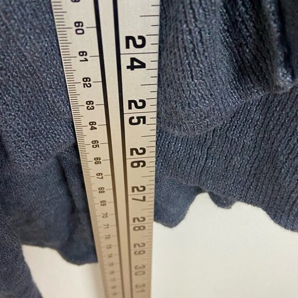 Anthropologie Linen Ruffle Back Tiered Open Cardigan Navy Blue Size XS Boho Knit - Picture 9 of 11